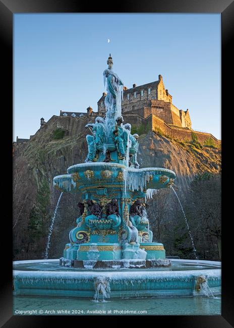 Frozen Ross Fountain,  Edinburgh, Scotland Framed Print by Arch White