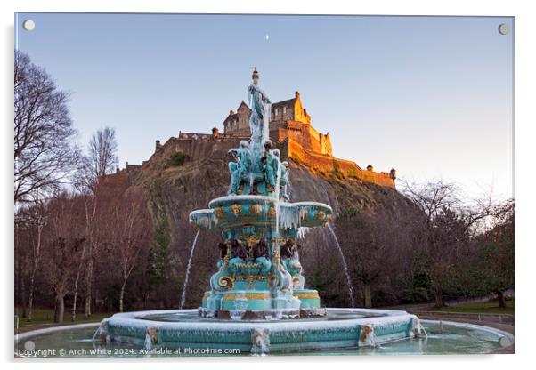 Frozen Ross Fountain,  Edinburgh, Scotland Acrylic by Arch White