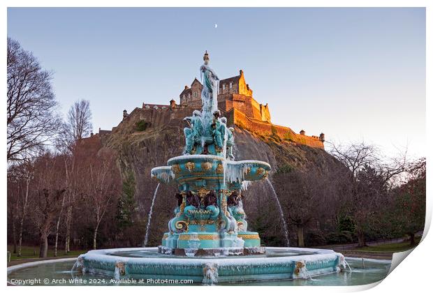 Frozen Ross Fountain,  Edinburgh, Scotland Print by Arch White