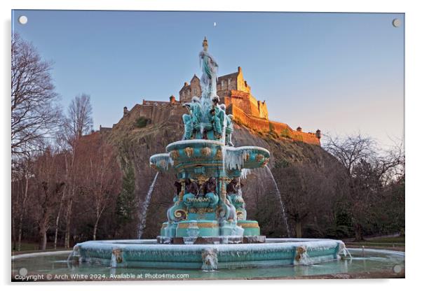 Frozen Ross Fountain,  Edinburgh, Scotland Acrylic by Arch White