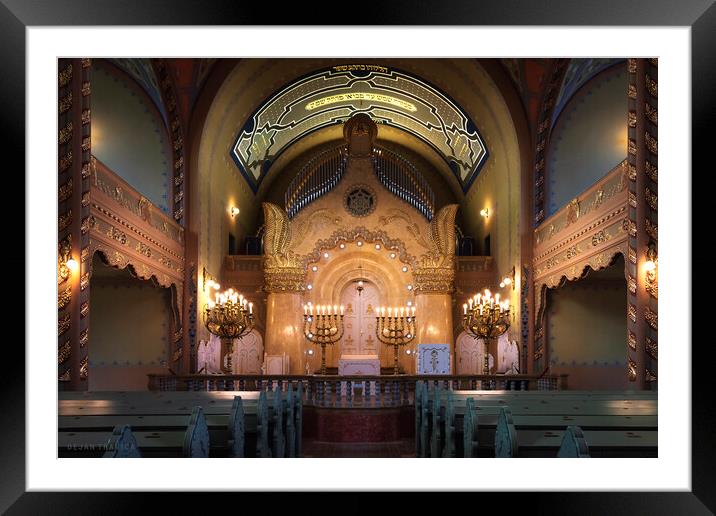 View of the bimah Inside the synagogue in Subotica Framed Mounted Print by Dejan Travica
