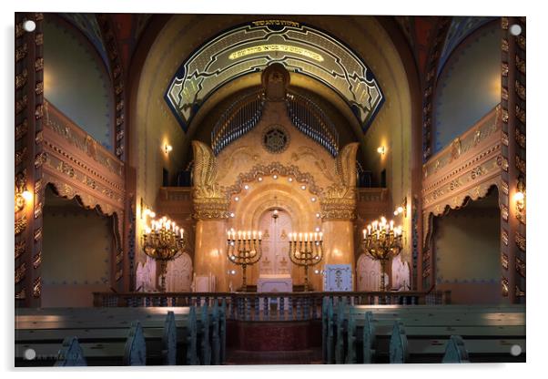 View of the bimah Inside the synagogue in Subotica Acrylic by Dejan Travica