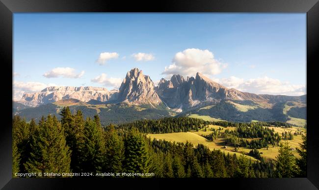 Seiser Alm and Sassolungo mountain, Dolomites Framed Print by Stefano Orazzini