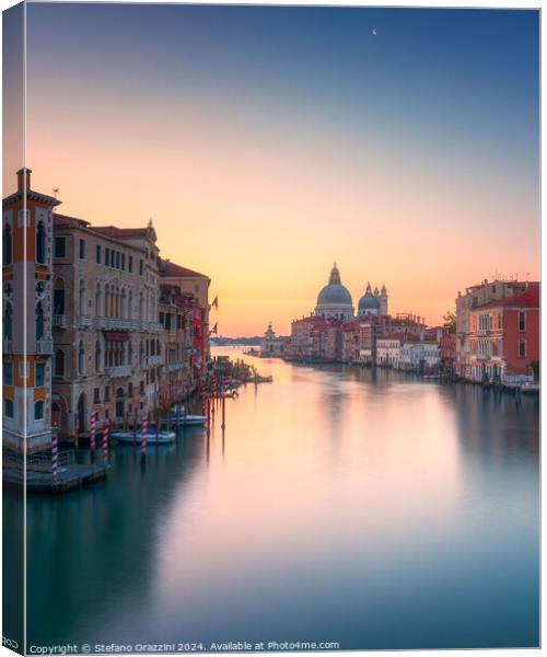 Venice grand canal, Santa Maria della Salute church at sunrise. Canvas Print by Stefano Orazzini