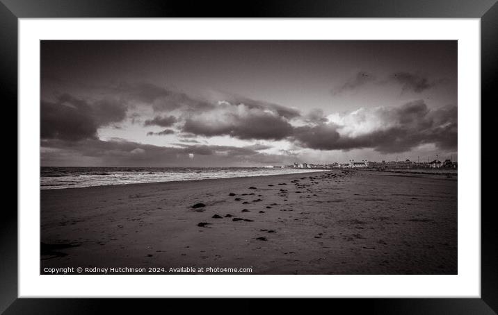Ayr Beach in winter Framed Mounted Print by Rodney Hutchinson