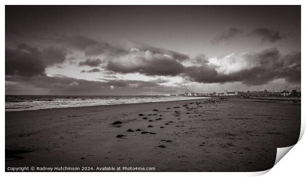 Ayr Beach in winter Print by Rodney Hutchinson