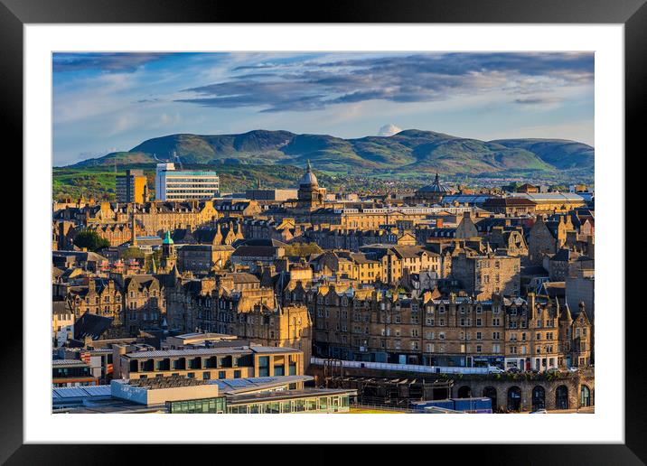 Edinburgh Old Town At Sunset in Scotland Framed Mounted Print by Artur Bogacki