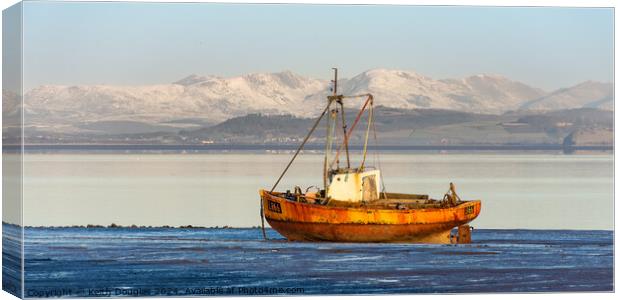 Boat at dawn in Morecambe Bay Canvas Print by Keith Douglas