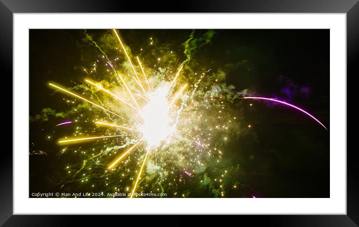 Dark fireworks Framed Mounted Print by Man And Life