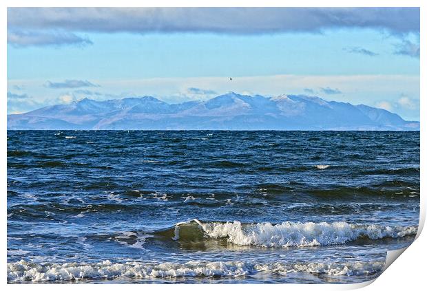 Isle of Arran mountains in winter sunshine Print by Allan Durward Photography