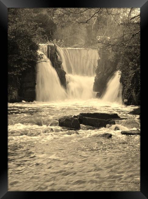 Penllergaer Waterfall. Framed Print by Becky Dix