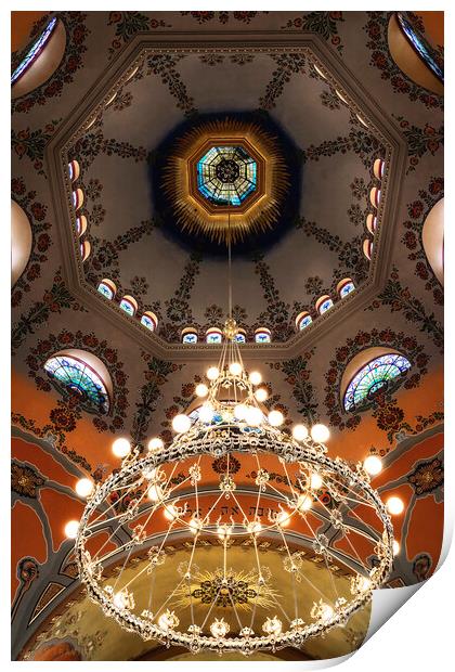 Chandelier in the Subotica synagogue Print by Dejan Travica
