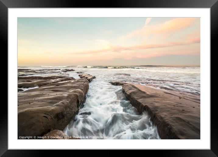 Channel To The Sea - La Jolla Coast Framed Mounted Print by Joseph S Giacalone