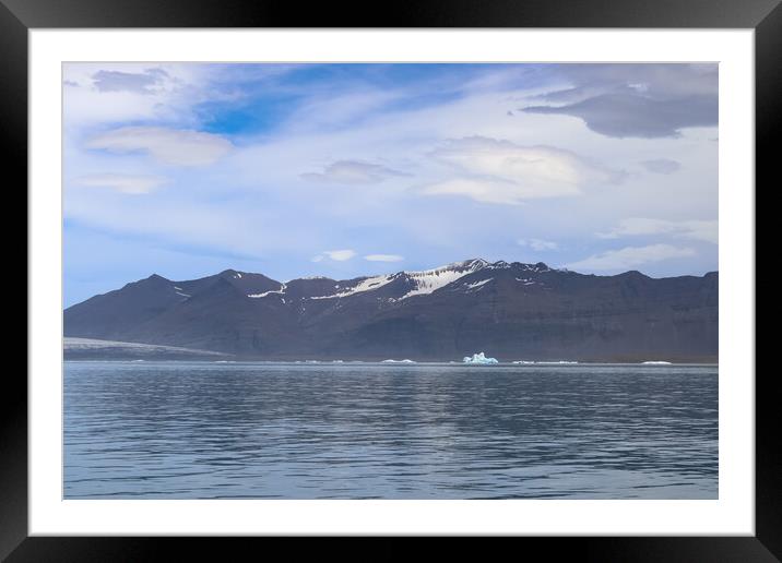 Iceland, Jokulsarlon Lagoon, Turquoise icebergs floating in Glacier Lagoon on Iceland. Framed Mounted Print by Michael Piepgras