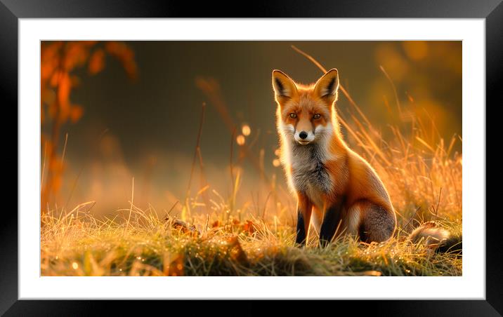 Solitary Red Fox Framed Mounted Print by T2 