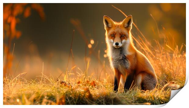 Solitary Red Fox Print by T2 