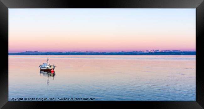 Boat at dawn in Morecambe Bay Framed Print by Keith Douglas