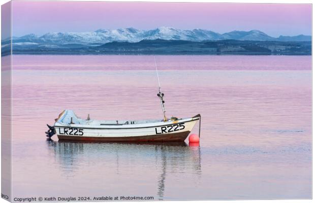 Morecambe Bay - boat at dawn Canvas Print by Keith Douglas