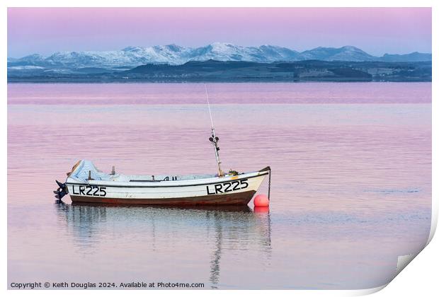 Morecambe Bay - boat at dawn Print by Keith Douglas
