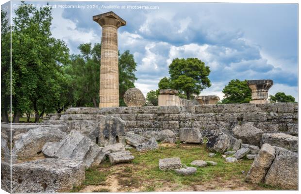 Temple of Zeus at ancient Olympia, Greece Canvas Print by Angus McComiskey