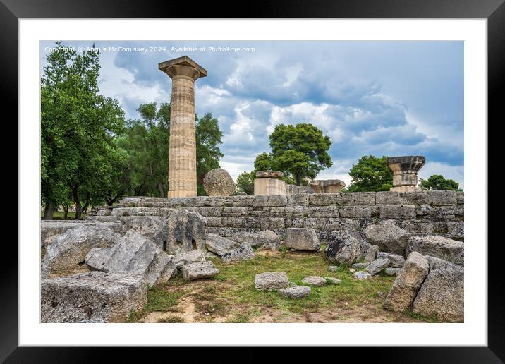 Temple of Zeus at ancient Olympia, Greece Framed Mounted Print by Angus McComiskey