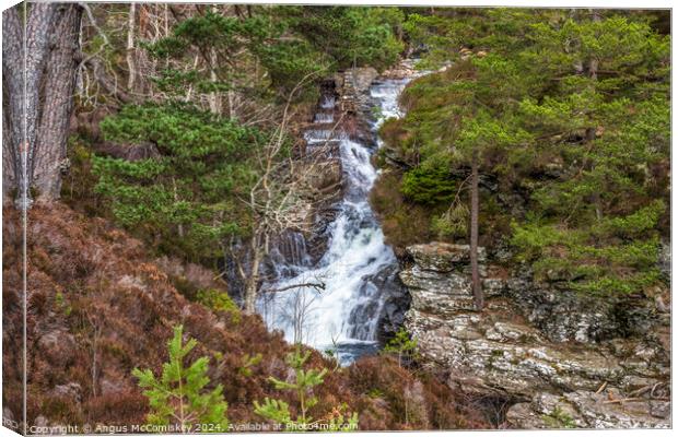 Waterfall on River Lui near Braemar in Scotland Canvas Print by Angus McComiskey