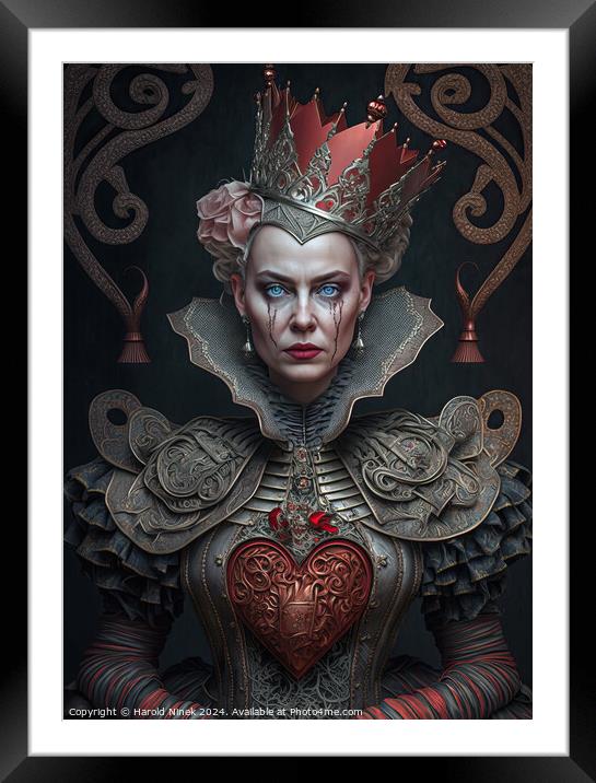 Queen of Hearts Framed Mounted Print by Harold Ninek