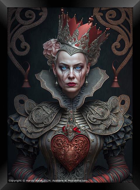 Queen of Hearts Framed Print by Harold Ninek