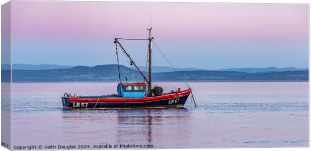 Boat moored in Morecambe Bay (LR57) Canvas Print by Keith Douglas