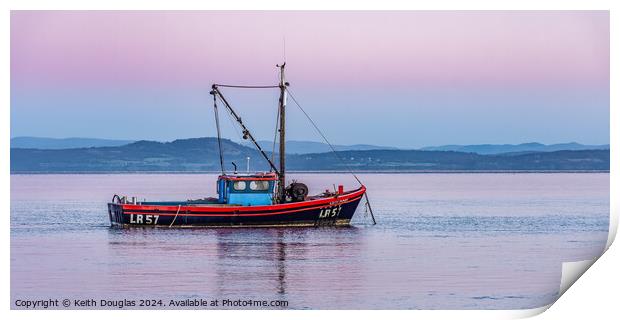 Boat moored in Morecambe Bay (LR57) Print by Keith Douglas