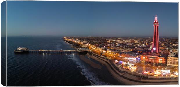 Blackpool after Dark Canvas Print by Apollo Aerial Photography