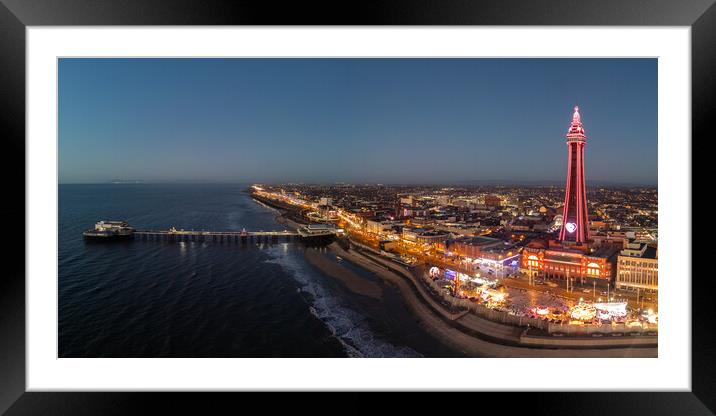 Blackpool after Dark Framed Mounted Print by Apollo Aerial Photography