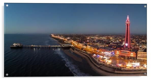 Blackpool after Dark Acrylic by Apollo Aerial Photography