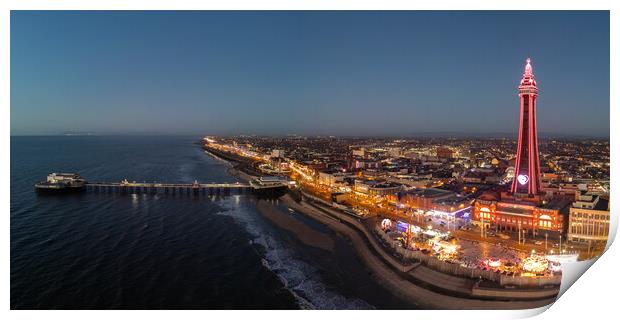 Blackpool after Dark Print by Apollo Aerial Photography
