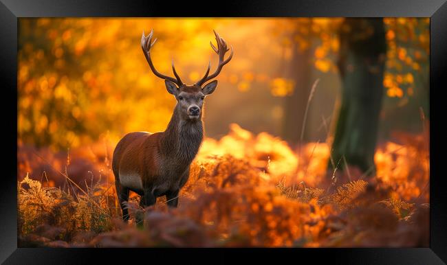 British Red Deer Stag Framed Print by T2 
