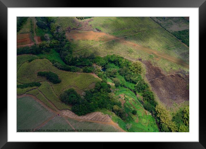 Aerial Landscape with Creek in Mauritius Framed Mounted Print by Dietmar Rauscher