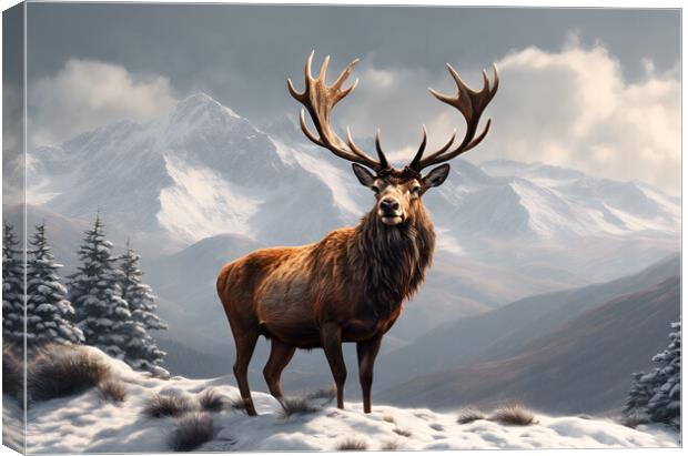 Red Stag Deer Canvas Print by Picture Wizard