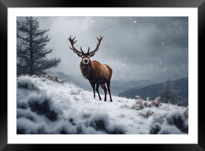 Red Stag Deer Framed Mounted Print by Picture Wizard