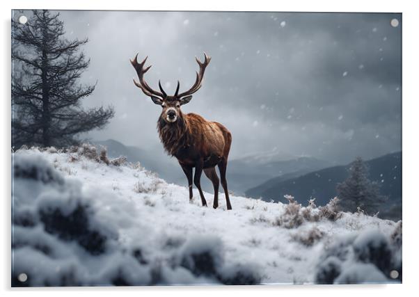 Red Stag Deer Acrylic by Picture Wizard