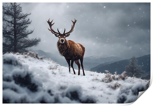 Red Stag Deer Print by Picture Wizard