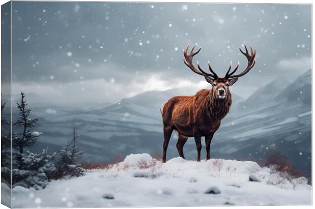 Red Stag Deer Canvas Print by Picture Wizard