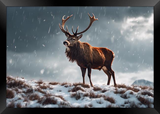 Red Stag Deer Framed Print by Picture Wizard