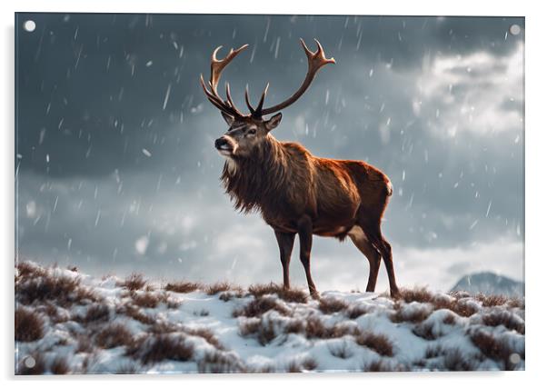 Red Stag Deer Acrylic by Picture Wizard