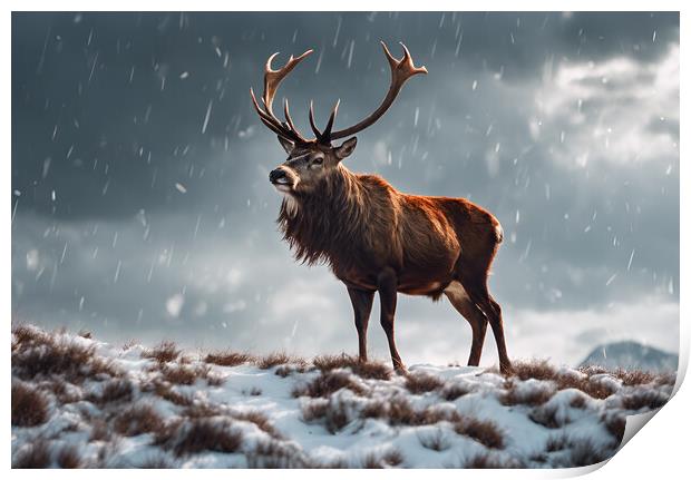 Red Stag Deer Print by Picture Wizard
