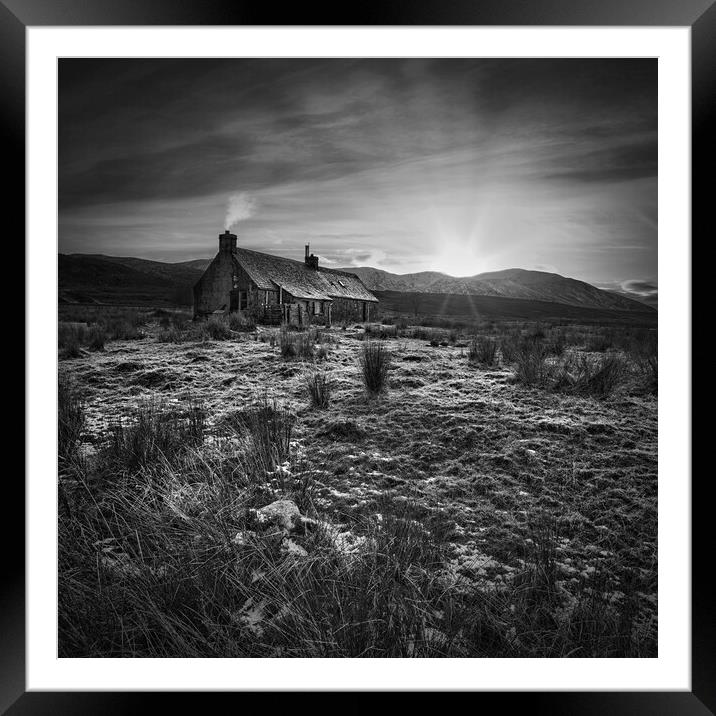 Bothy in winter mono square Framed Mounted Print by JC studios LRPS ARPS