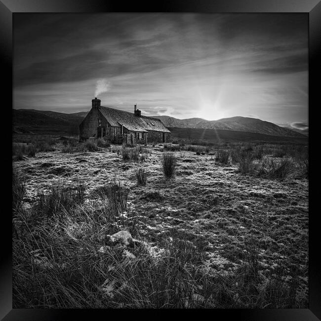 Bothy in winter mono square Framed Print by JC studios LRPS ARPS