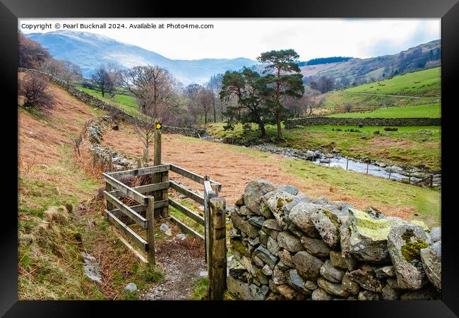 A Country Walk, Glenridding Lake District Cumbria Framed Print by Pearl Bucknall