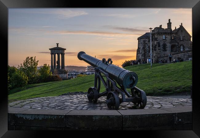 Portuguese Cannon On Calton Hill In Edinburgh Framed Print by Artur Bogacki