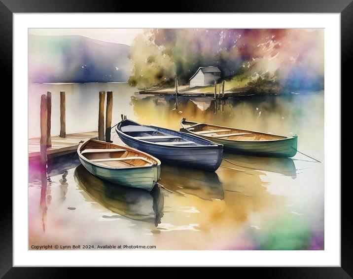 Three Rowing Boats Framed Mounted Print by Lynn Bolt