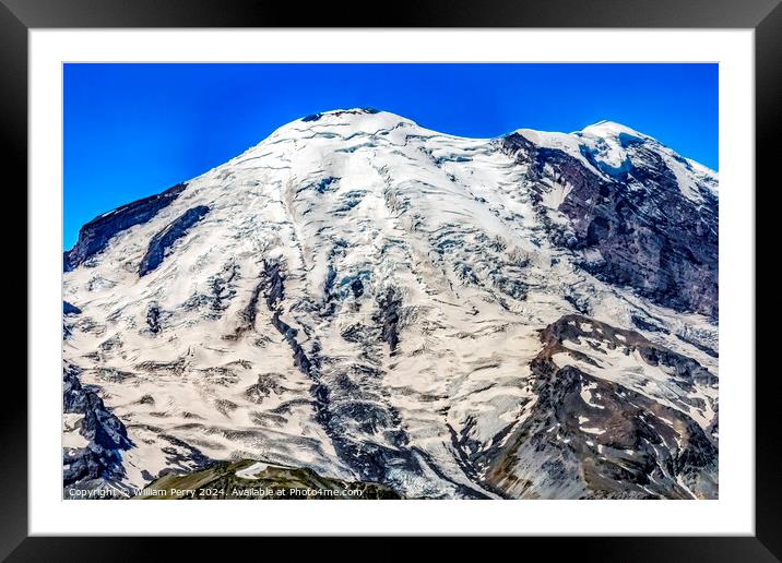 Mount Rainier Close Crystal Mountain Lookout Pierce County Washi Framed Mounted Print by William Perry